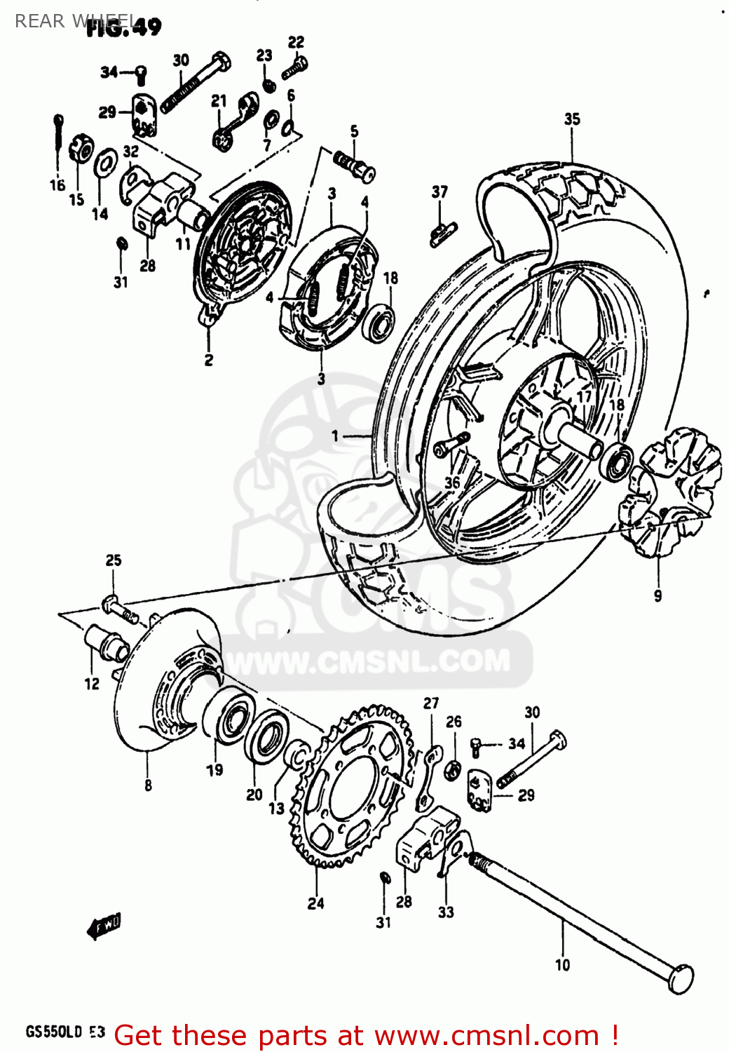 REAR WHEEL GS550L 1983 (D) USA (E03)