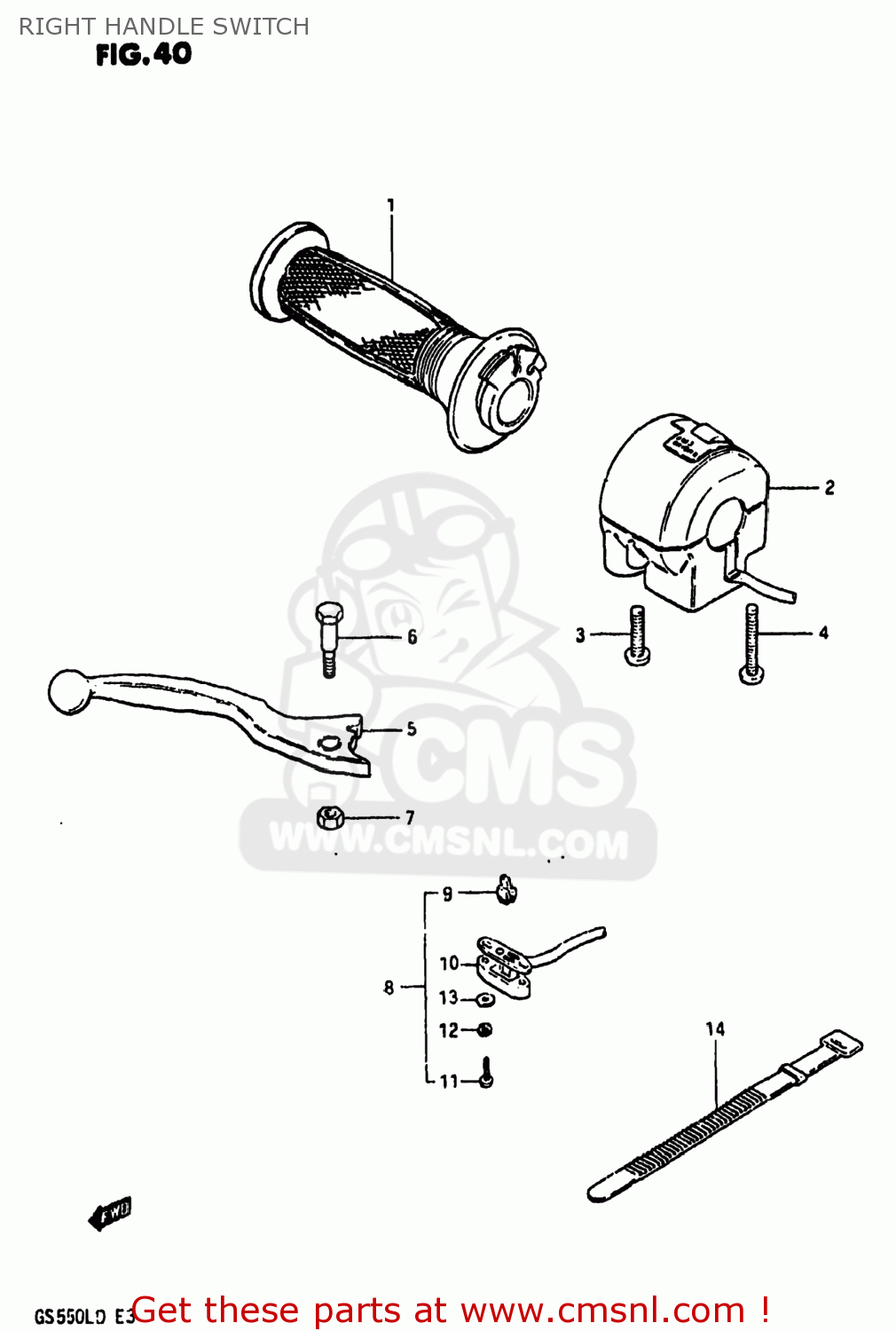 RIGHT HANDLE SWITCH GS550L 1983 (D) USA (E03)