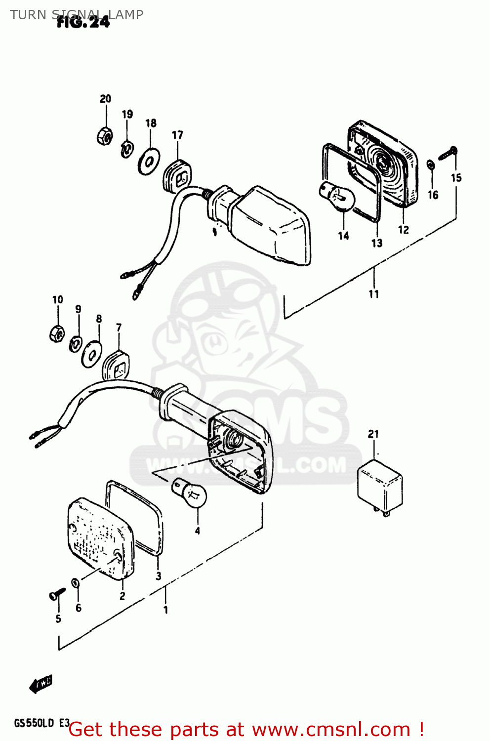 TURN SIGNAL LAMP GS550L 1983 (D) USA (E03)