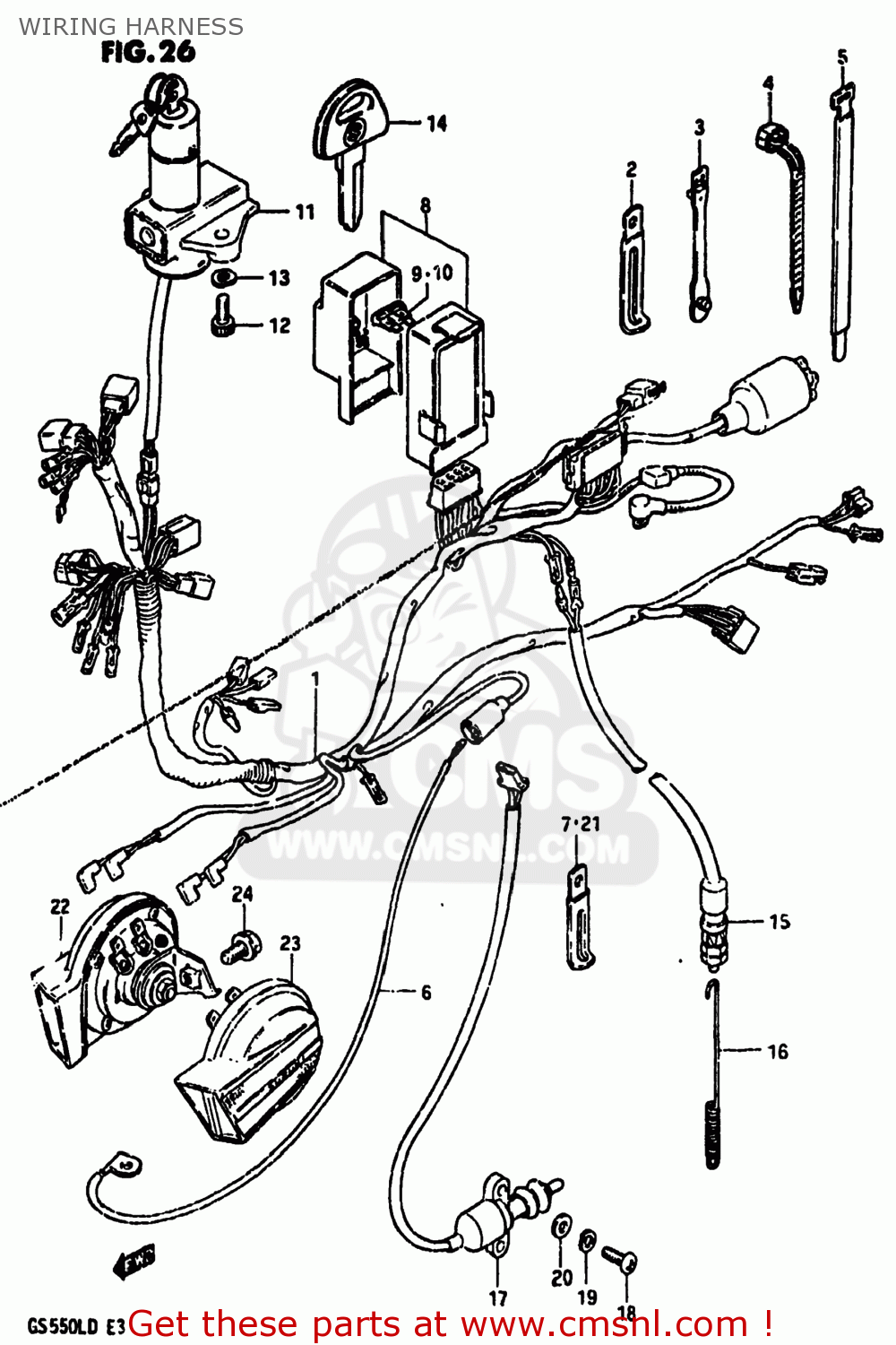 WIRING HARNESS GS550L 1983 (D) USA (E03)