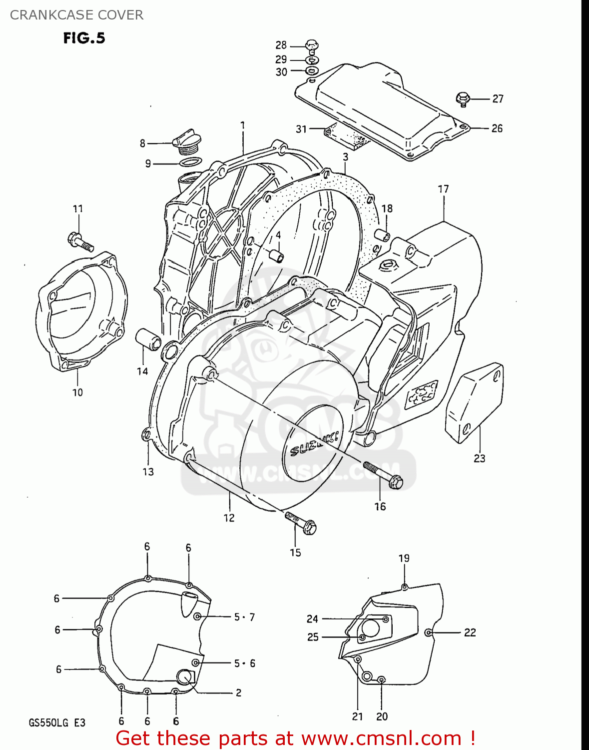 CRANKCASE COVER GS550L 1985 (F) USA (E03)