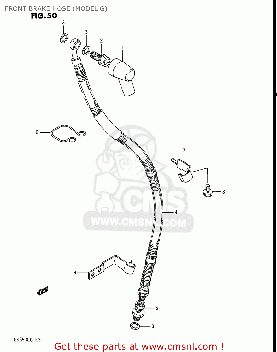 FRONT BRAKE HOSE (MODEL G) GS550L 1985 (F) USA (E03)