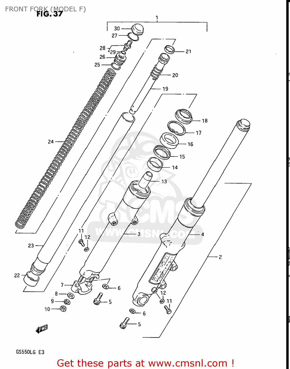 FRONT FORK (MODEL F) GS550L 1985 (F) USA (E03)