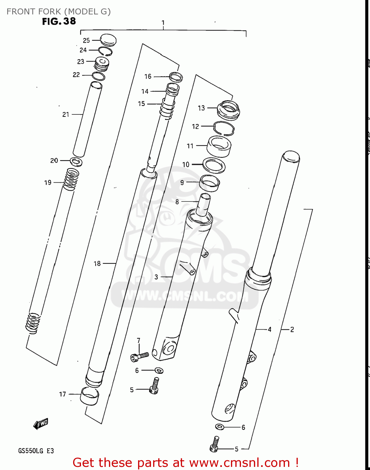 FRONT FORK (MODEL G) GS550L 1985 (F) USA (E03)