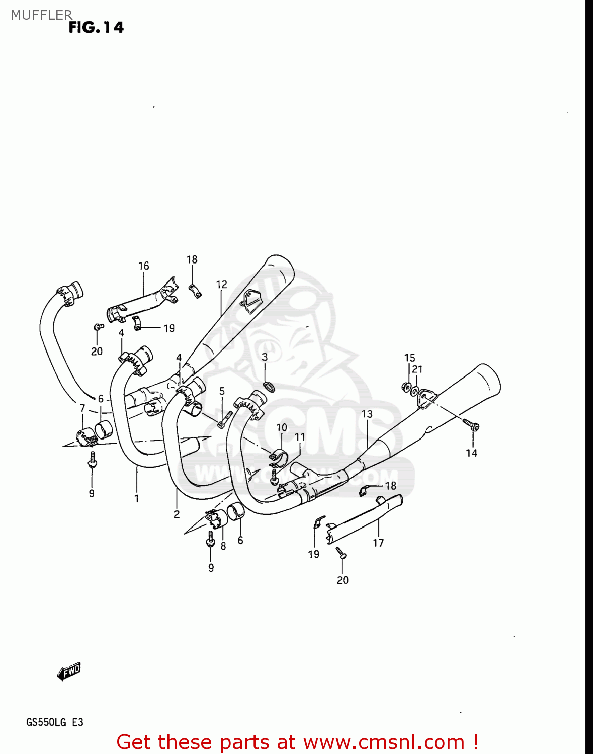 MUFFLER GS550L 1985 (F) USA (E03)