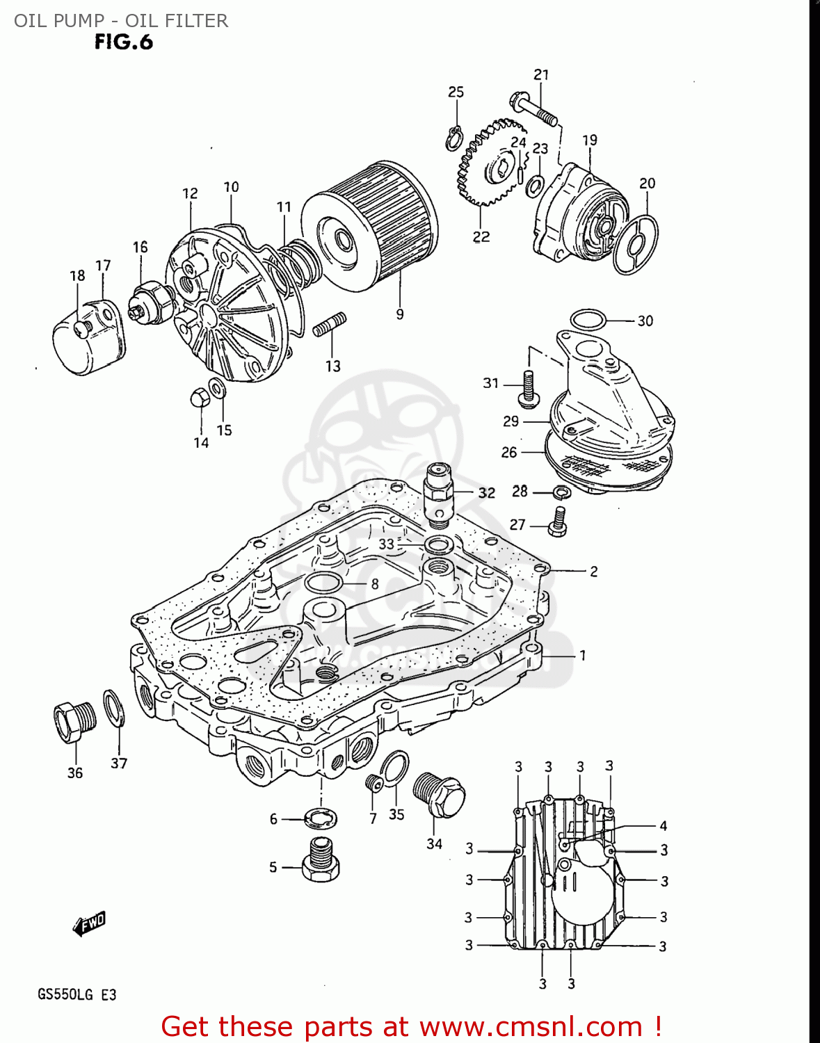OIL PUMP - OIL FILTER GS550L 1985 (F) USA (E03)