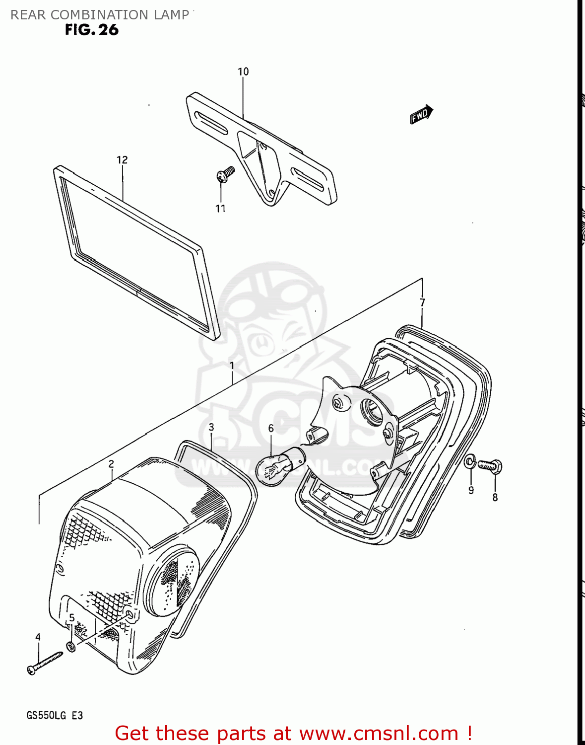 REAR COMBINATION LAMP GS550L 1985 (F) USA (E03)