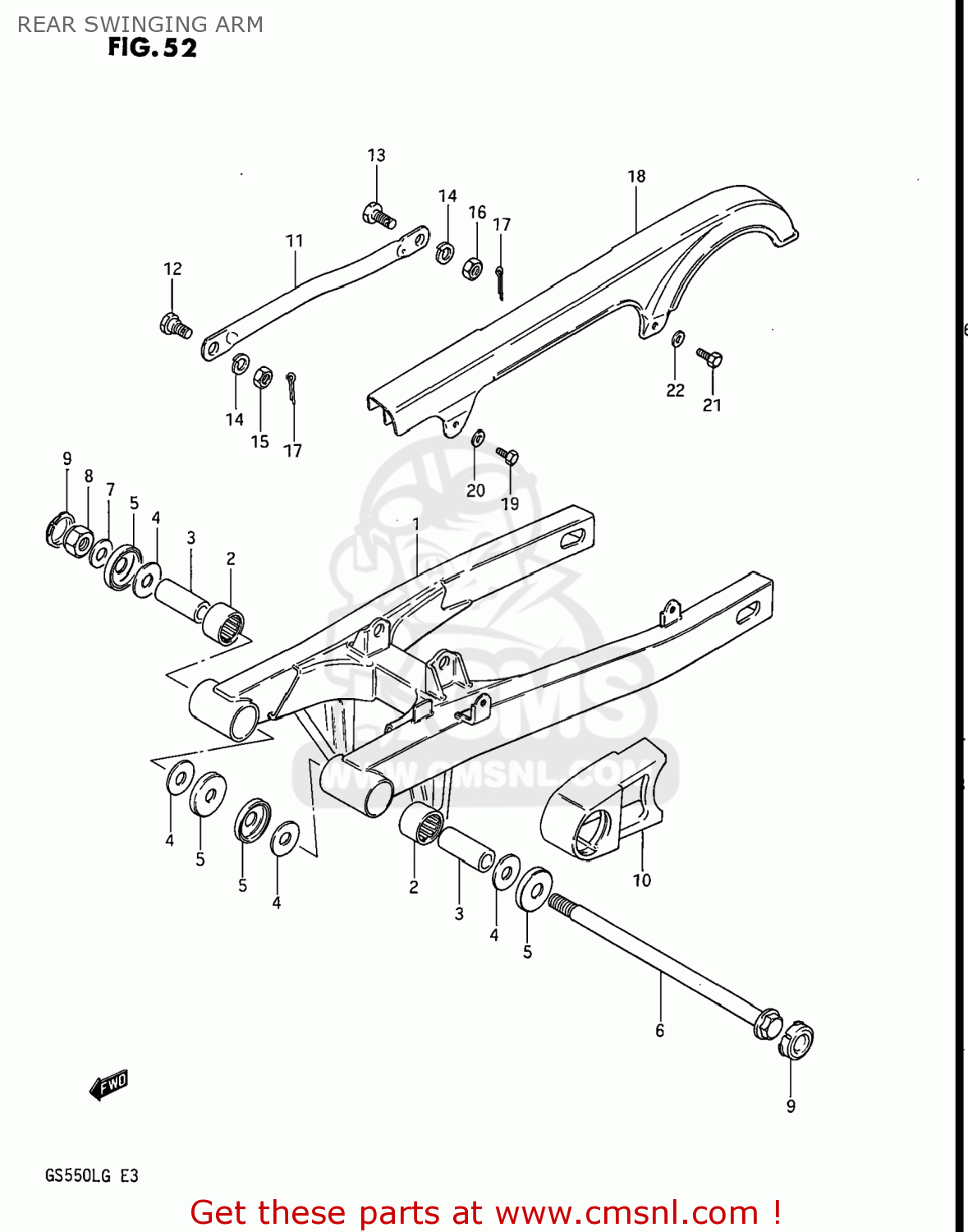 REAR SWINGING ARM GS550L 1985 (F) USA (E03)