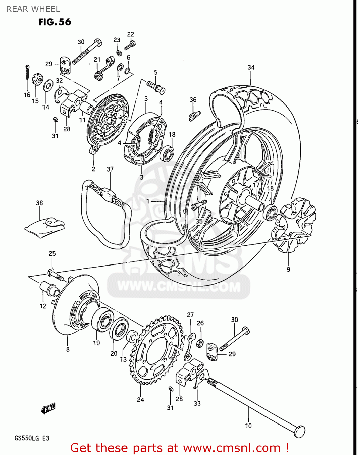 REAR WHEEL GS550L 1985 (F) USA (E03)