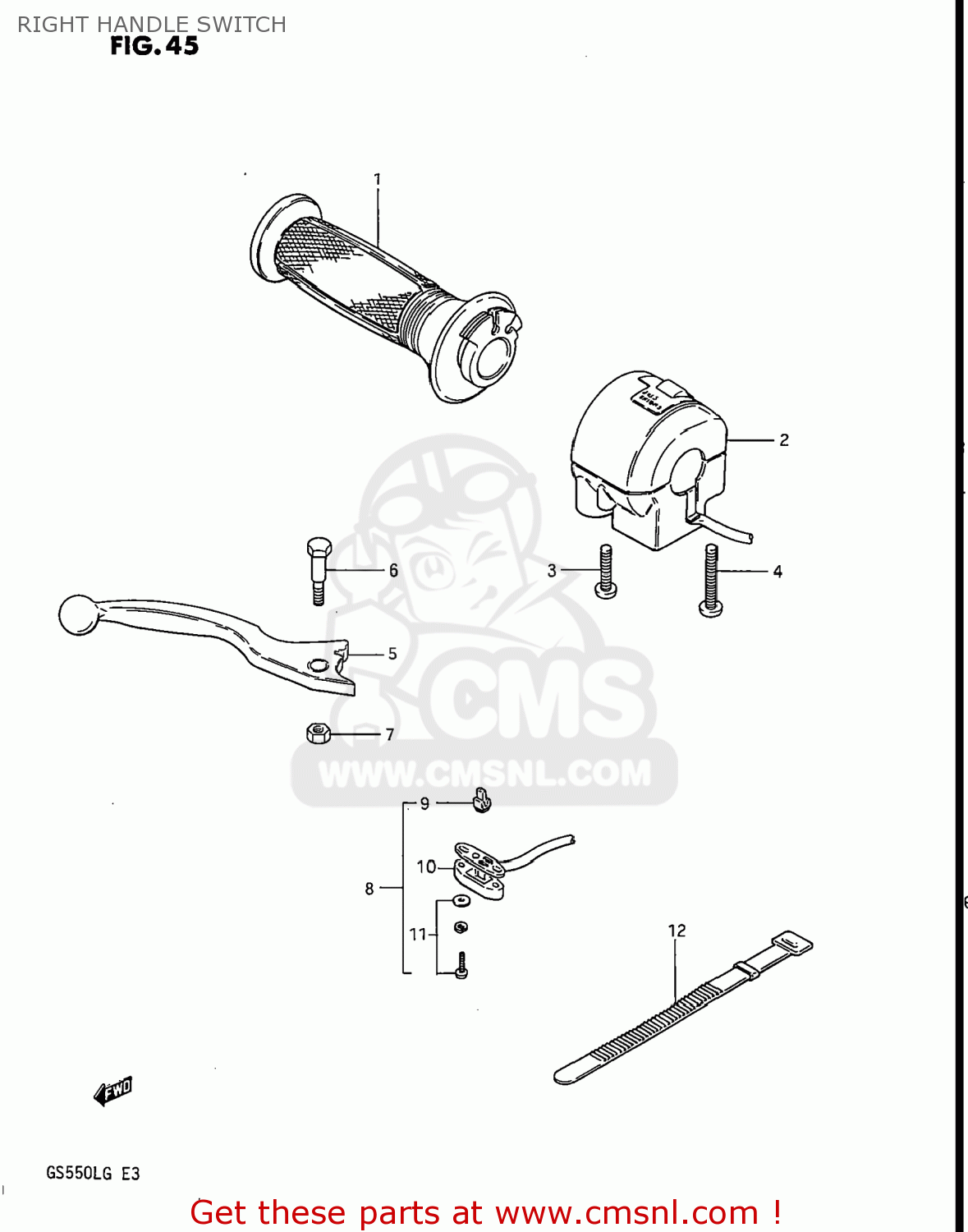 RIGHT HANDLE SWITCH GS550L 1985 (F) USA (E03)