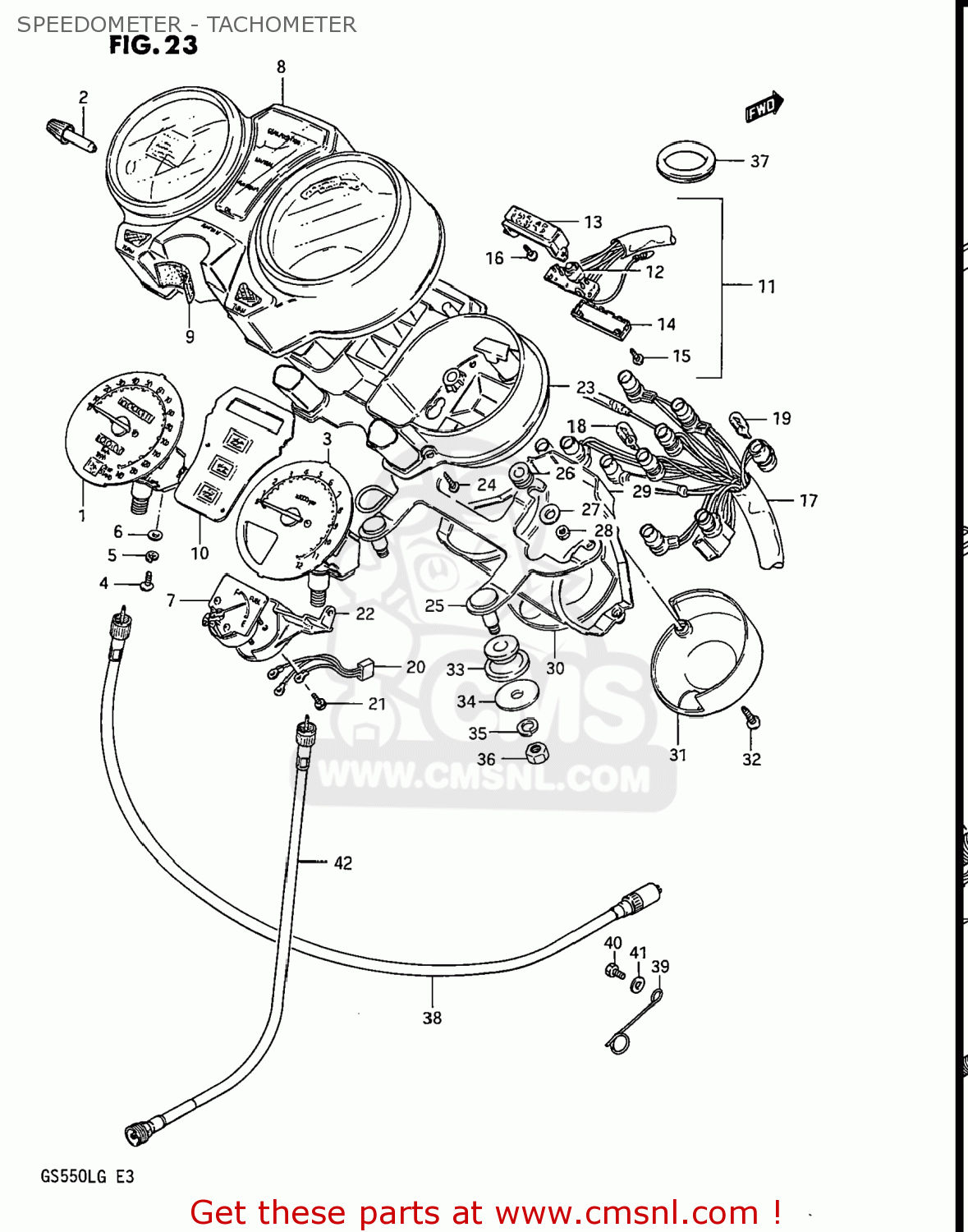 SPEEDOMETER - TACHOMETER GS550L 1985 (F) USA (E03)