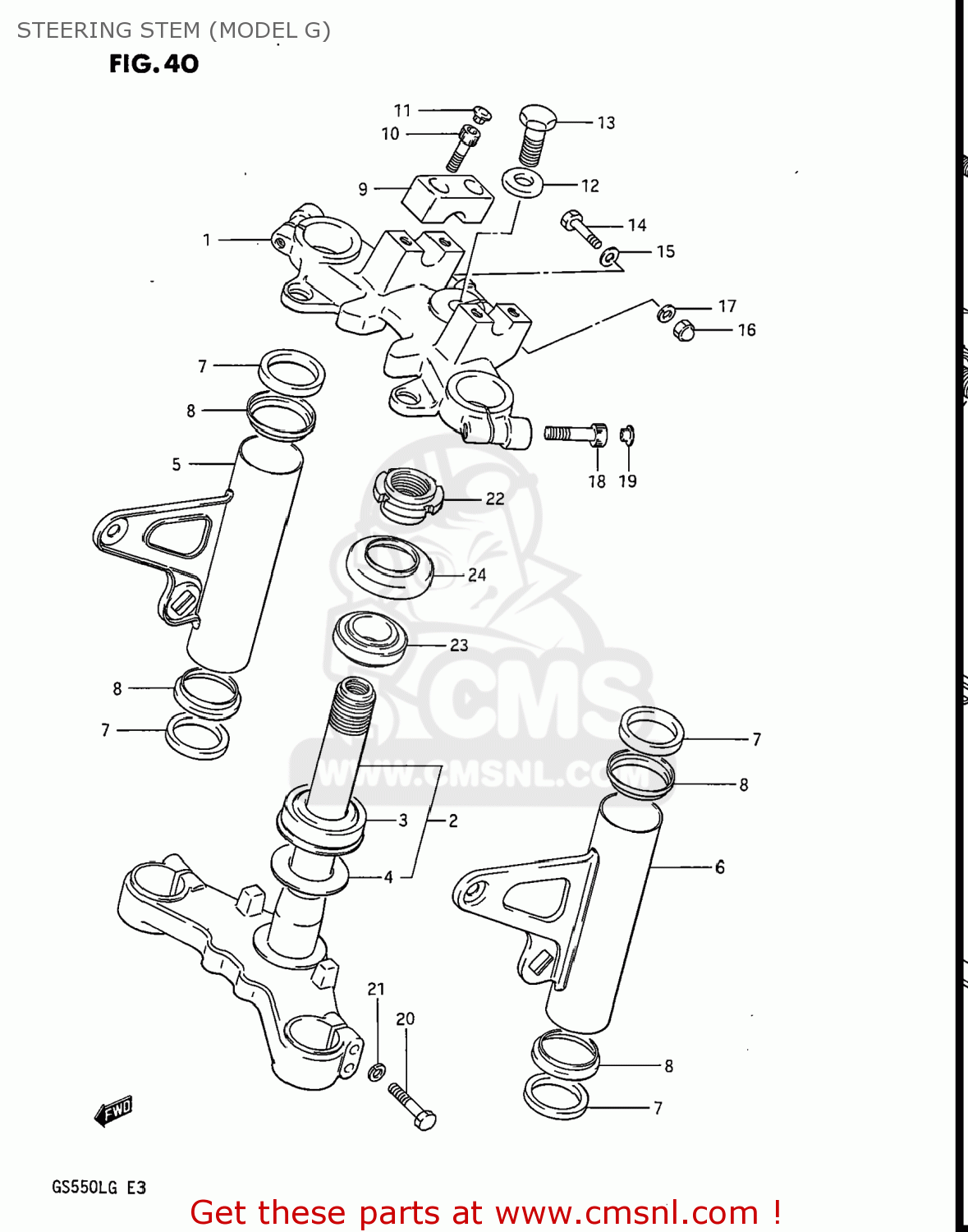 STEERING STEM (MODEL G) GS550L 1985 (F) USA (E03)