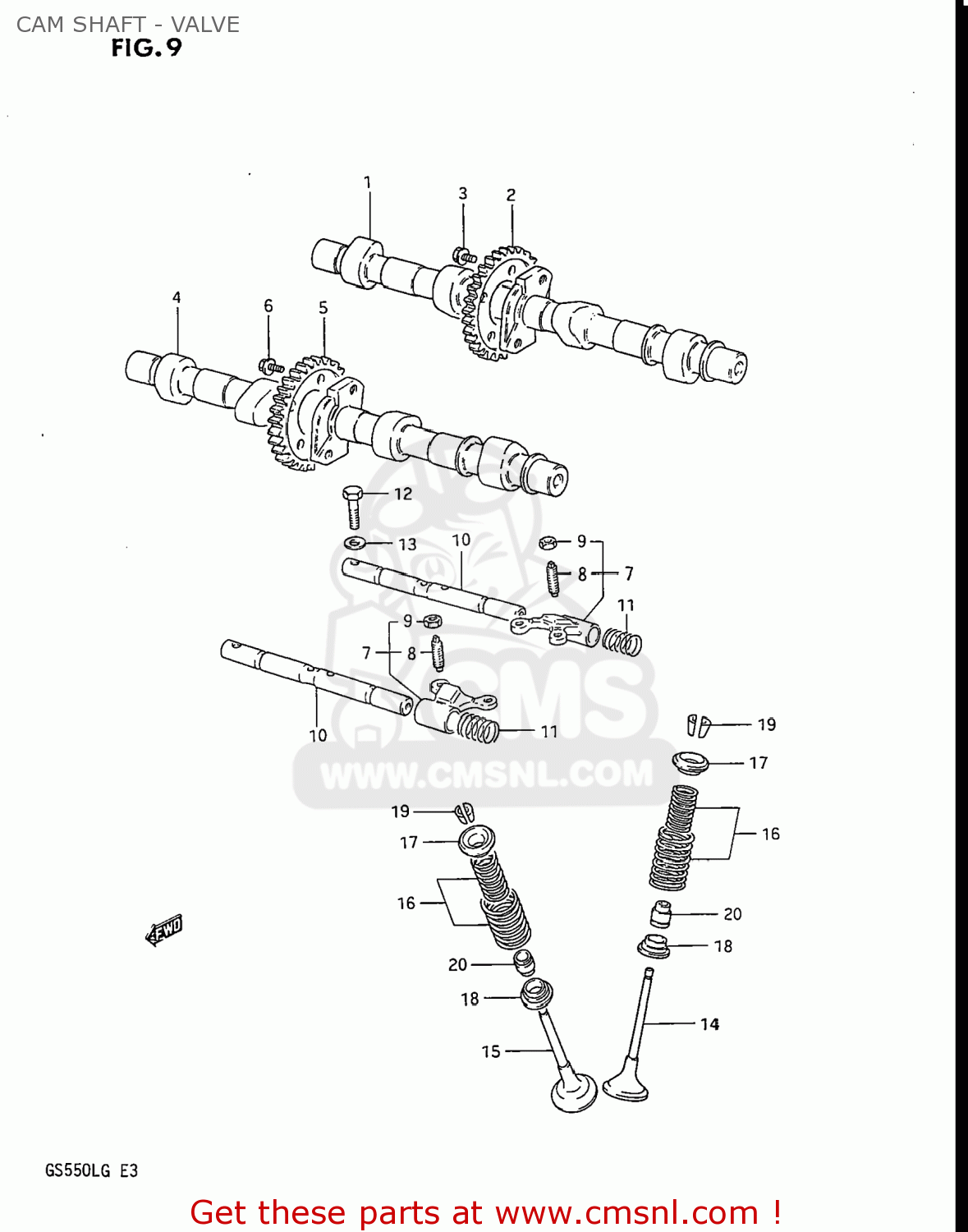 CAM SHAFT - VALVE GS550L 1986 (G) USA (E03)