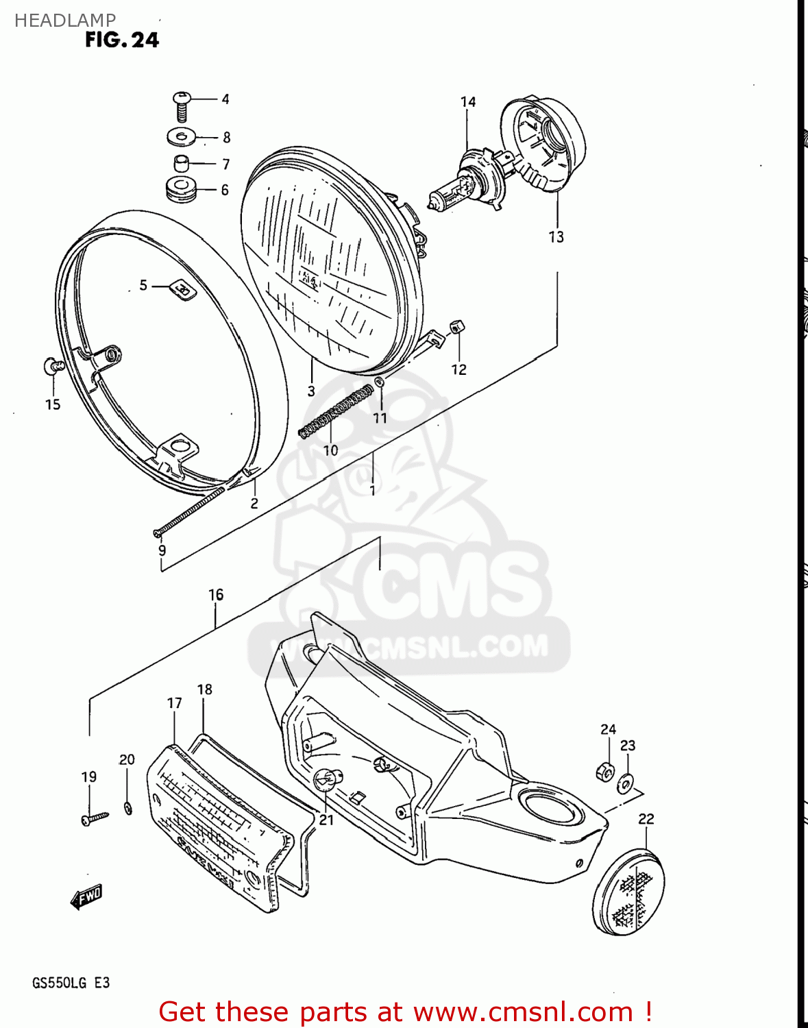 HEADLAMP GS550L 1986 (G) USA (E03)