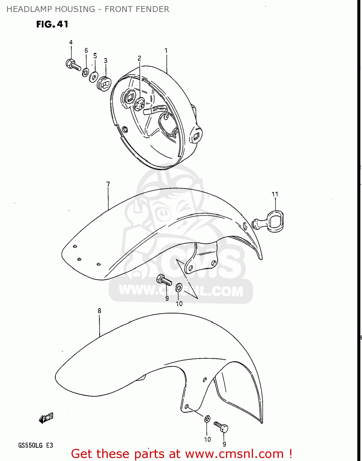 HEADLAMP HOUSING - FRONT FENDER GS550L 1986 (G) USA (E03)