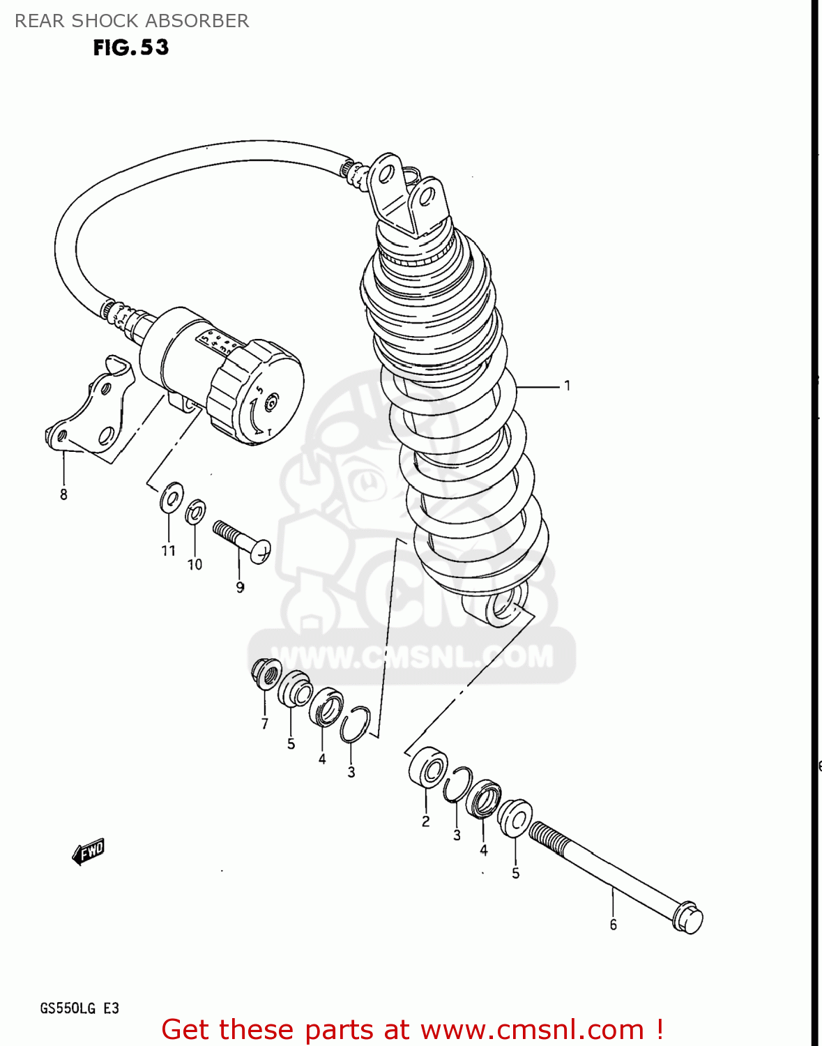 REAR SHOCK ABSORBER GS550L 1986 (G) USA (E03)