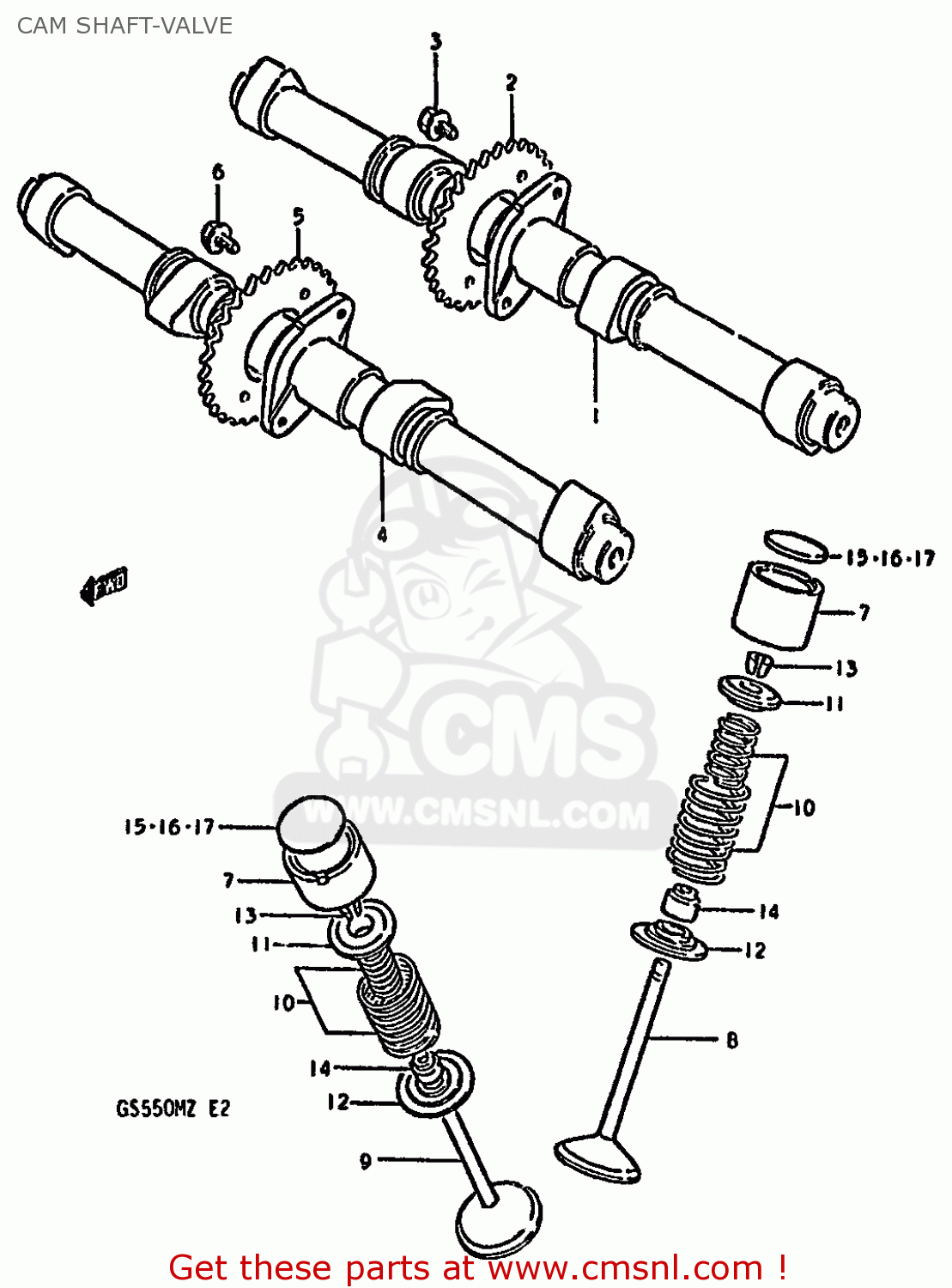 CAM SHAFT-VALVE GS550M 1981 (X) (E02 E04 E06 E22 E24 E34)