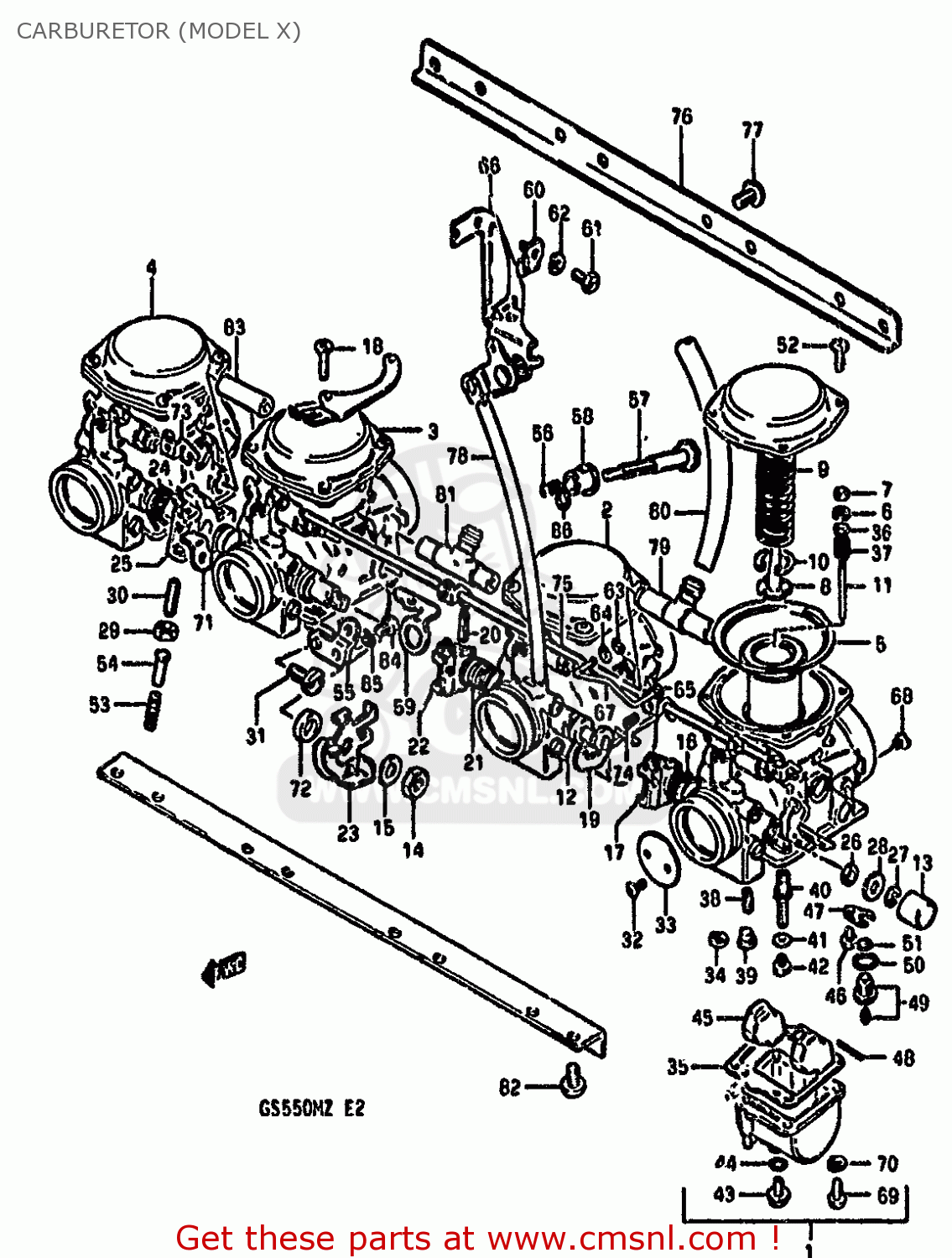 CARBURETOR (MODEL X) GS550M 1981 (X) (E02 E04 E06 E22 E24 E34)
