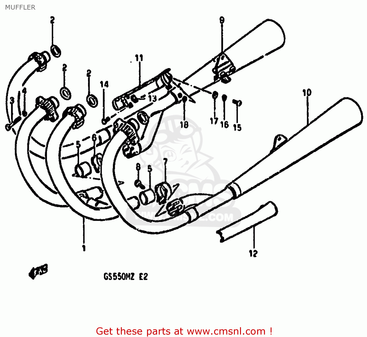 MUFFLER GS550M 1981 (X) (E02 E04 E06 E22 E24 E34)