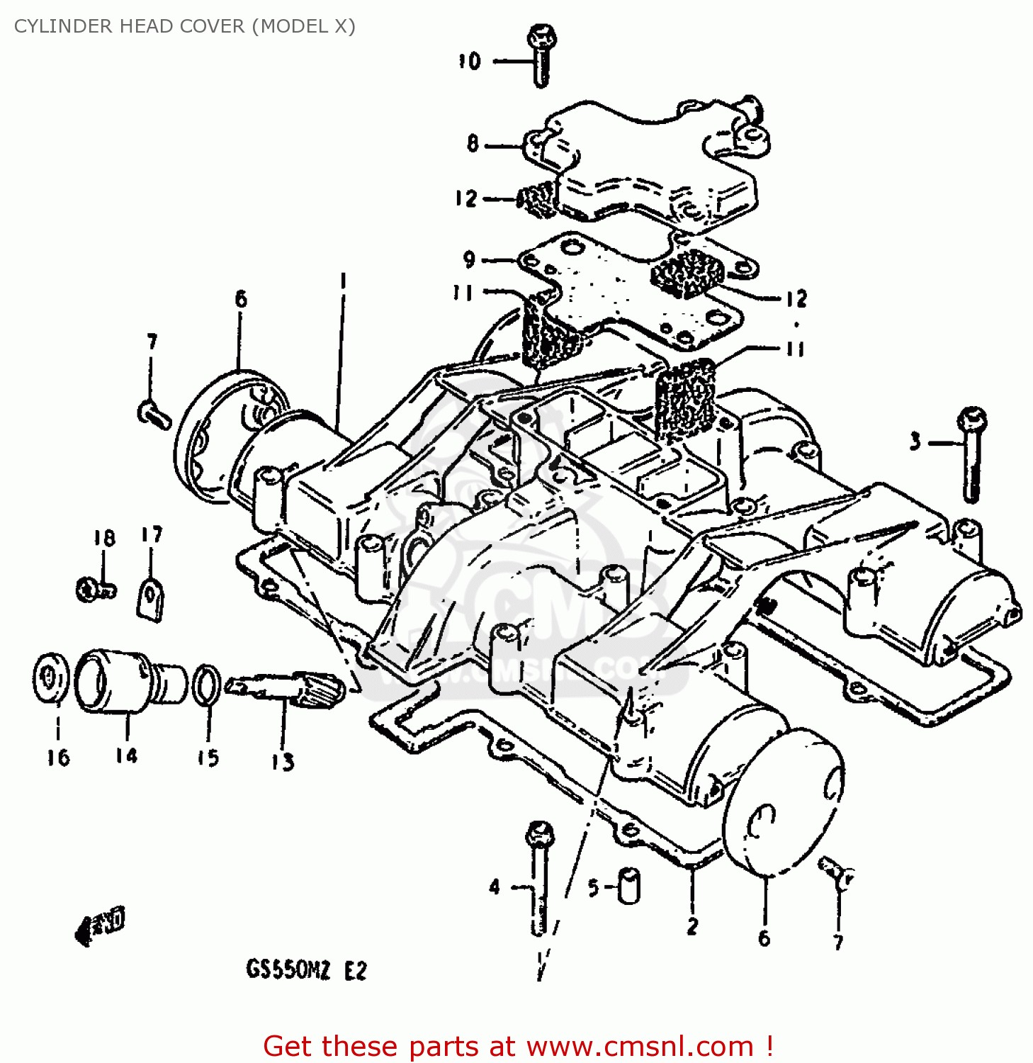 CYLINDER HEAD COVER (MODEL X) GS550M 1981 (X) (E02 E04 E06 E22 E24 E34)