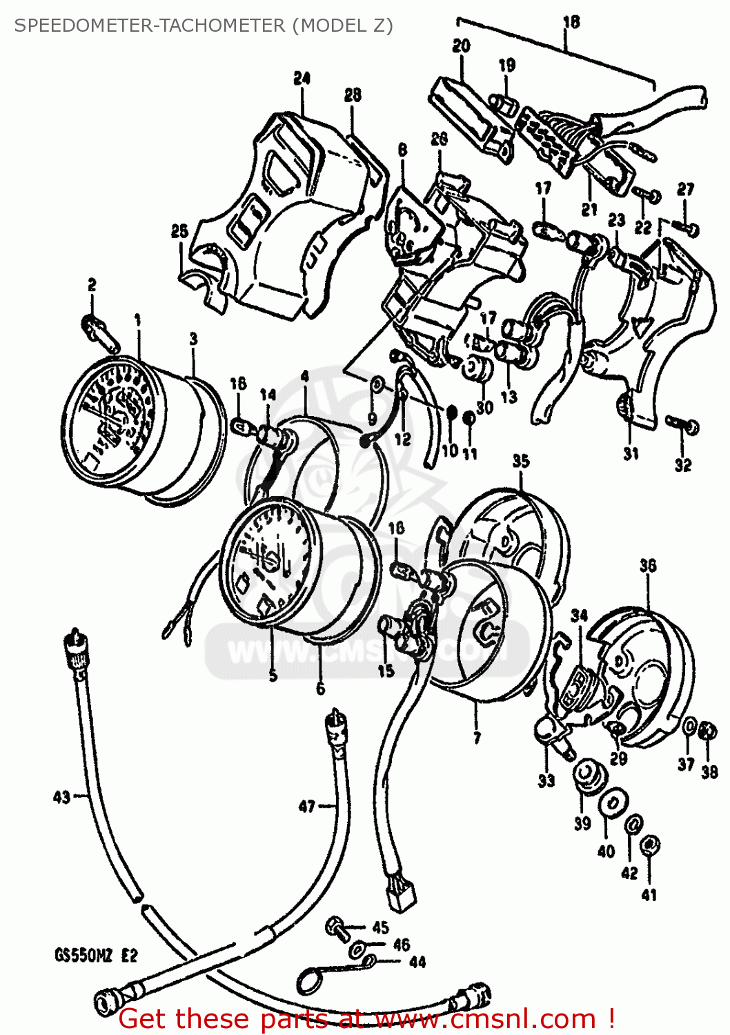 SPEEDOMETER-TACHOMETER (MODEL Z) GS550M 1981 (X) (E02 E04 E06 E22 E24 E34)