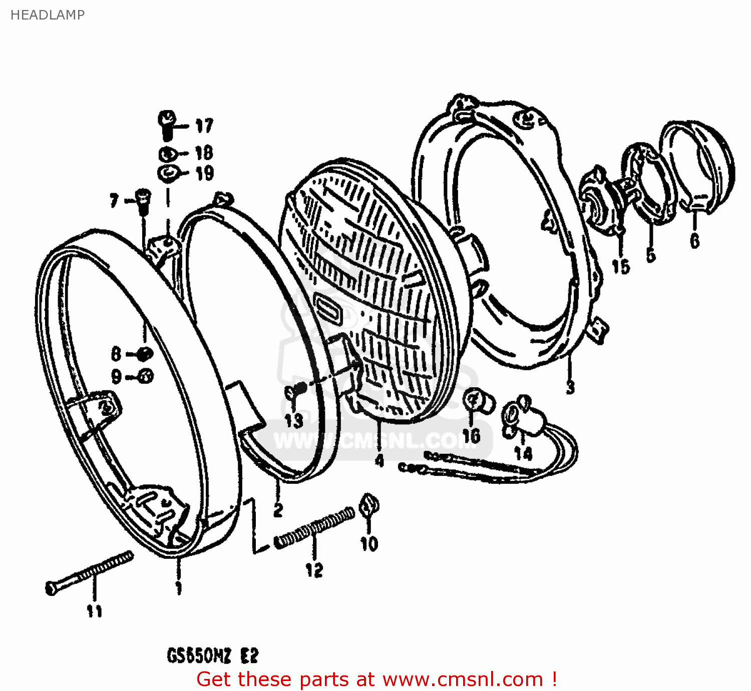 HEADLAMP GS550M 1981 (X) (E02 E04 E06 E22 E24 E34)