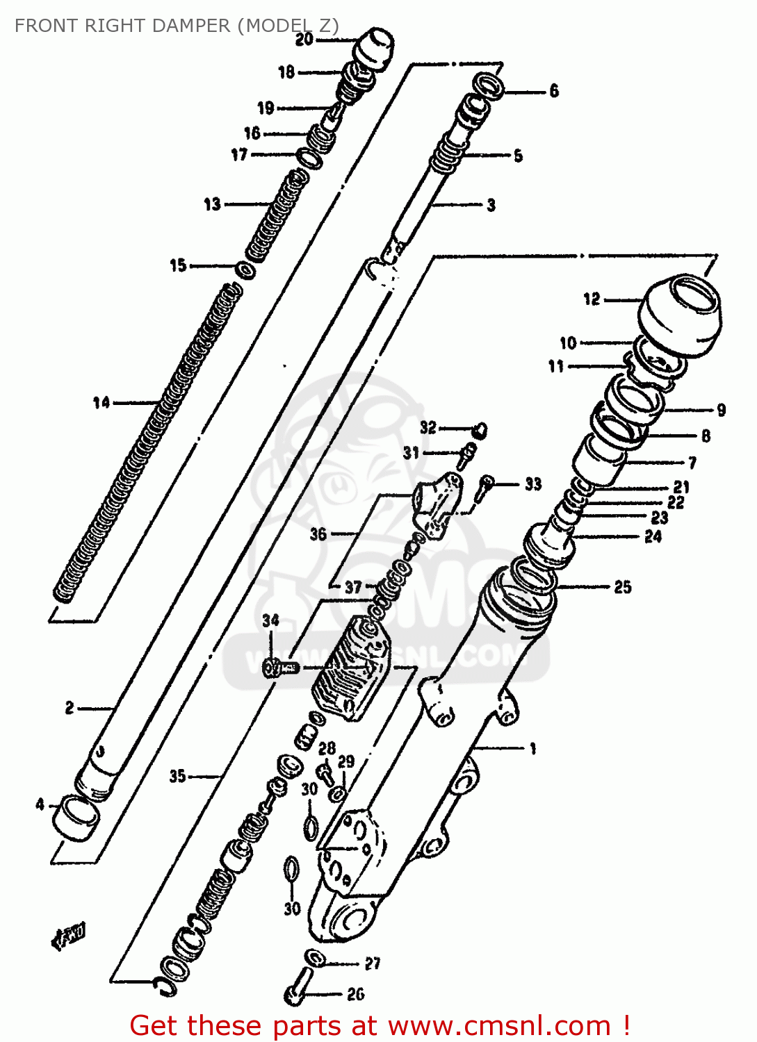 FRONT RIGHT DAMPER (MODEL Z) GS550M 1981 (X) (E02 E04 E06 E22 E24 E34)