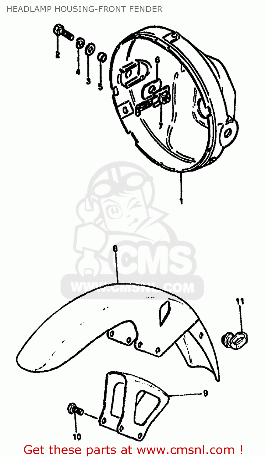 HEADLAMP HOUSING-FRONT FENDER GS550M 1981 (X) (E02 E04 E06 E22 E24 E34)