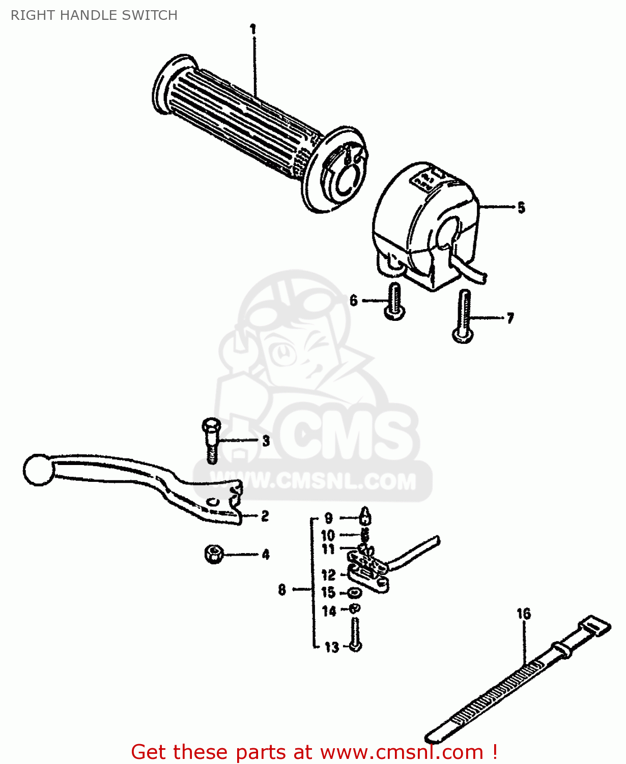 RIGHT HANDLE SWITCH GS550M 1981 (X) (E02 E04 E06 E22 E24 E34)