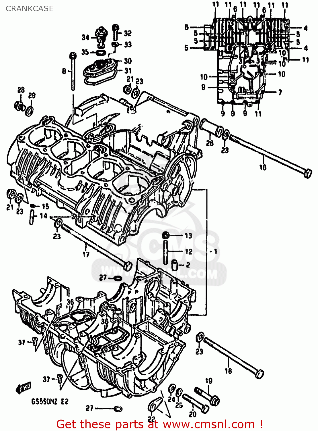 CRANKCASE GS550M 1981 (X) (E02 E04 E06 E22 E24 E34)