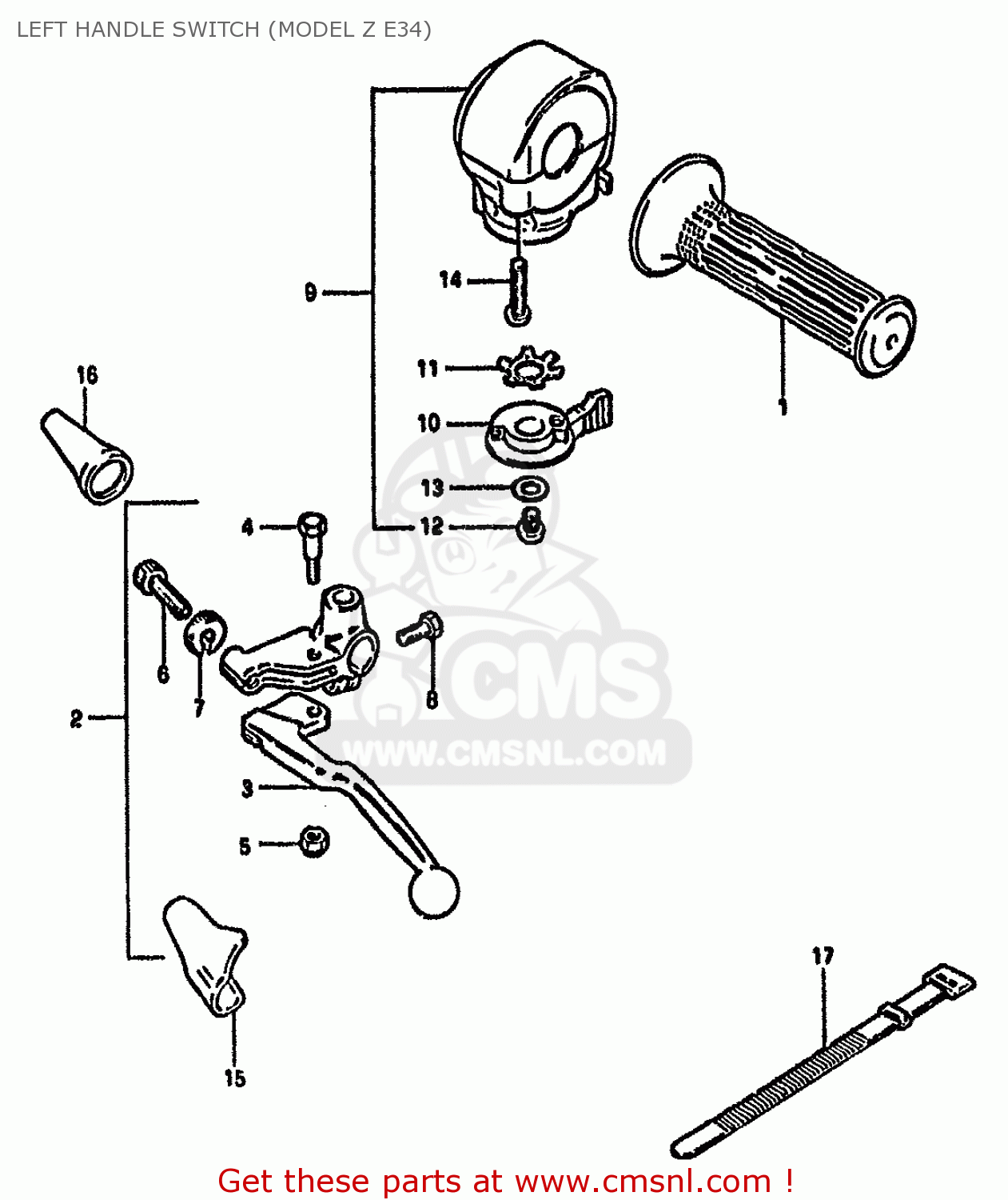 LEFT HANDLE SWITCH (MODEL Z E34) GS550M 1981 (X) (E02 E04 E06 E22 E24 E34)