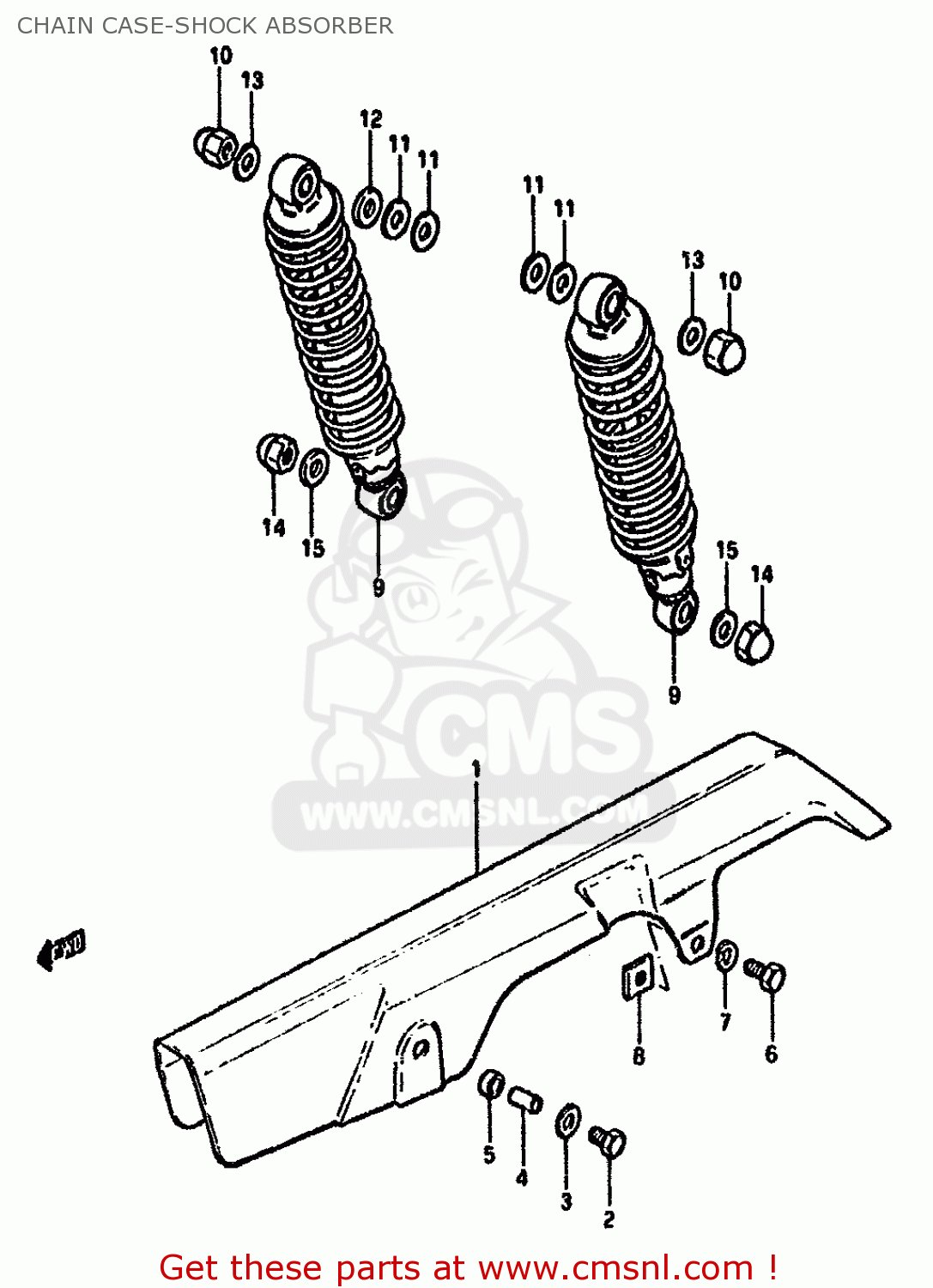 CHAIN CASE-SHOCK ABSORBER GS550M 1981 (X) (E02 E04 E06 E22 E24 E34)