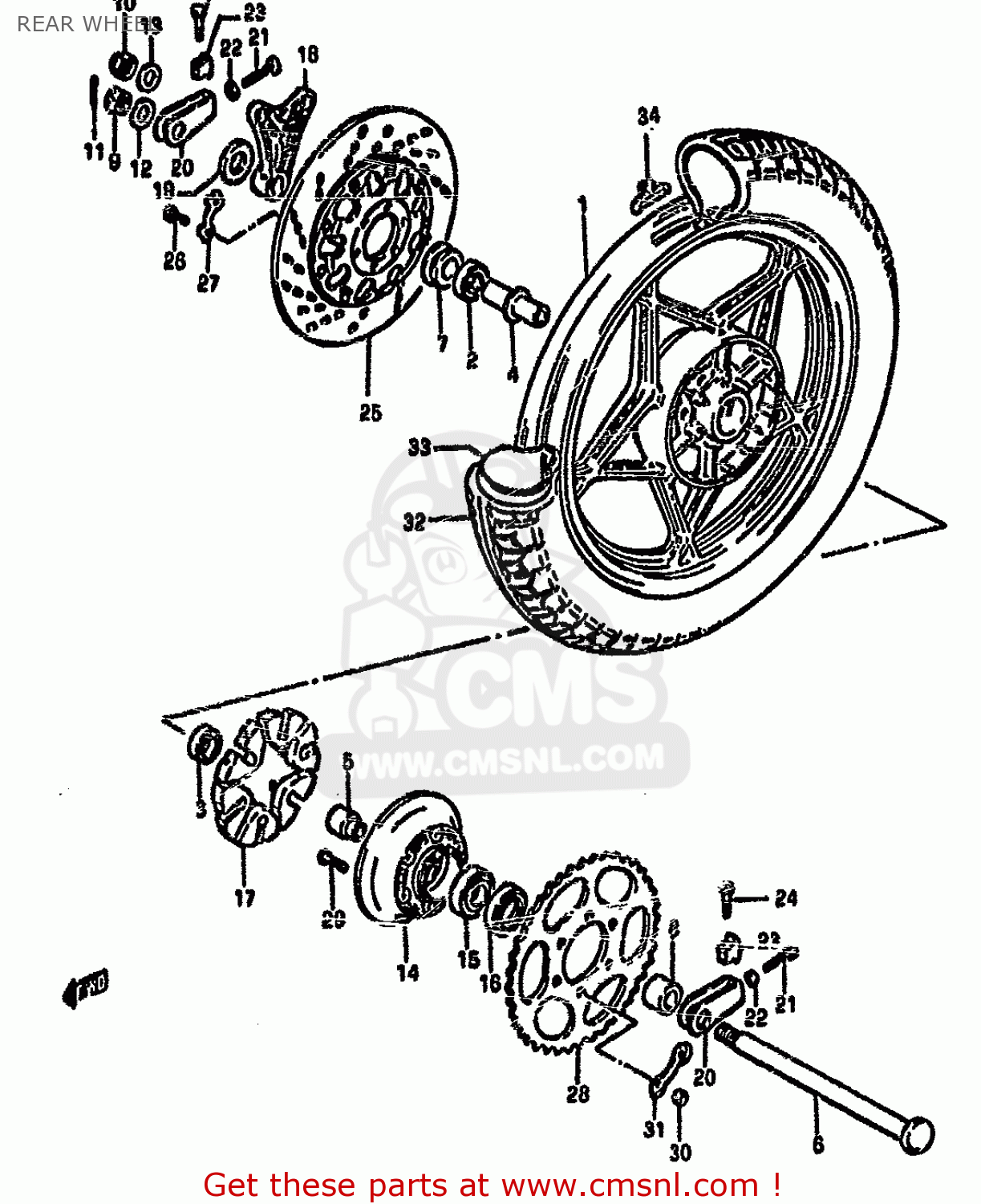 REAR WHEEL GS550M 1981 (X) (E02 E04 E06 E22 E24 E34)