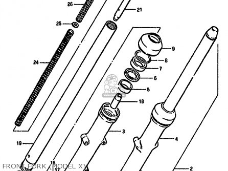 FRONT FORK (MODEL X) - GS550M 1981 (X) (E02 E04 E06 E22 E24 E34)