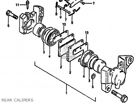 REAR CALIPERS - GS550M 1981 (X) (E02 E04 E06 E22 E24 E34)