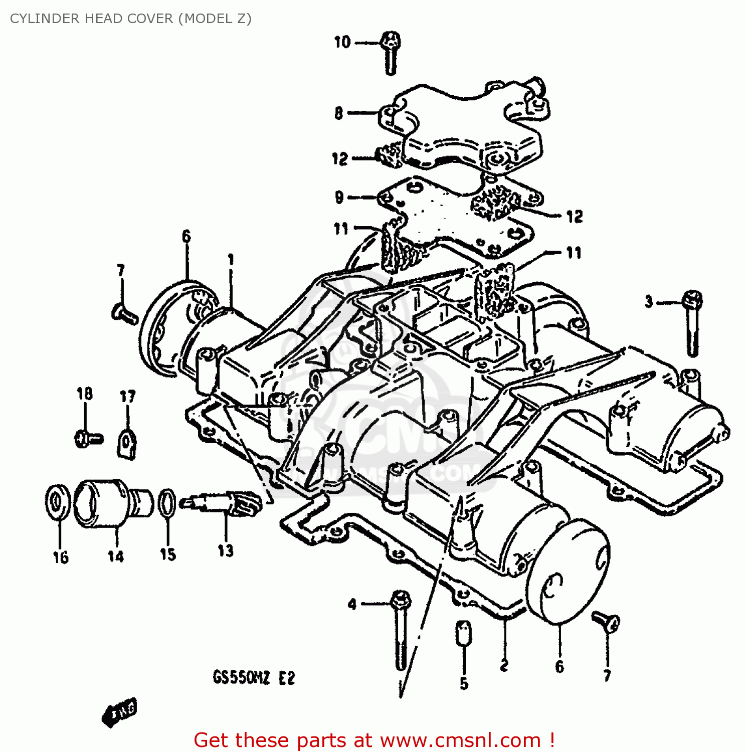 CYLINDER HEAD COVER (MODEL Z) GS550M 1982 (Z) (E02 E04 E06 E22 E24 E25 E34)
