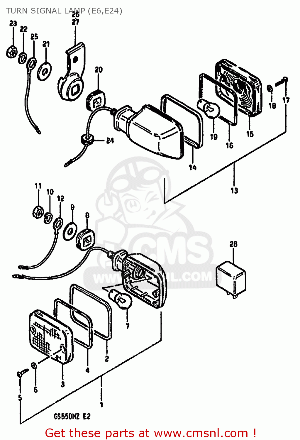 TURN SIGNAL LAMP (E6,E24) GS550M 1982 (Z) (E02 E04 E06 E22 E24 E25 E34)