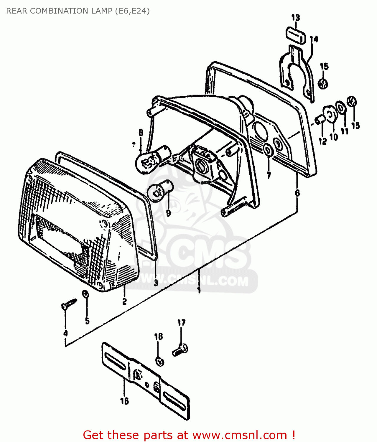 REAR COMBINATION LAMP (E6,E24) GS550M 1982 (Z) (E02 E04 E06 E22 E24 E25 E34)