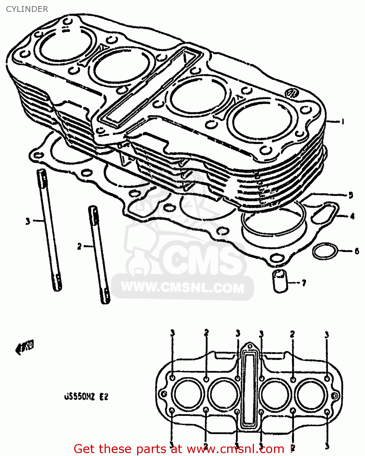 CYLINDER GS550M 1982 (Z) (E02 E04 E06 E22 E24 E25 E34)