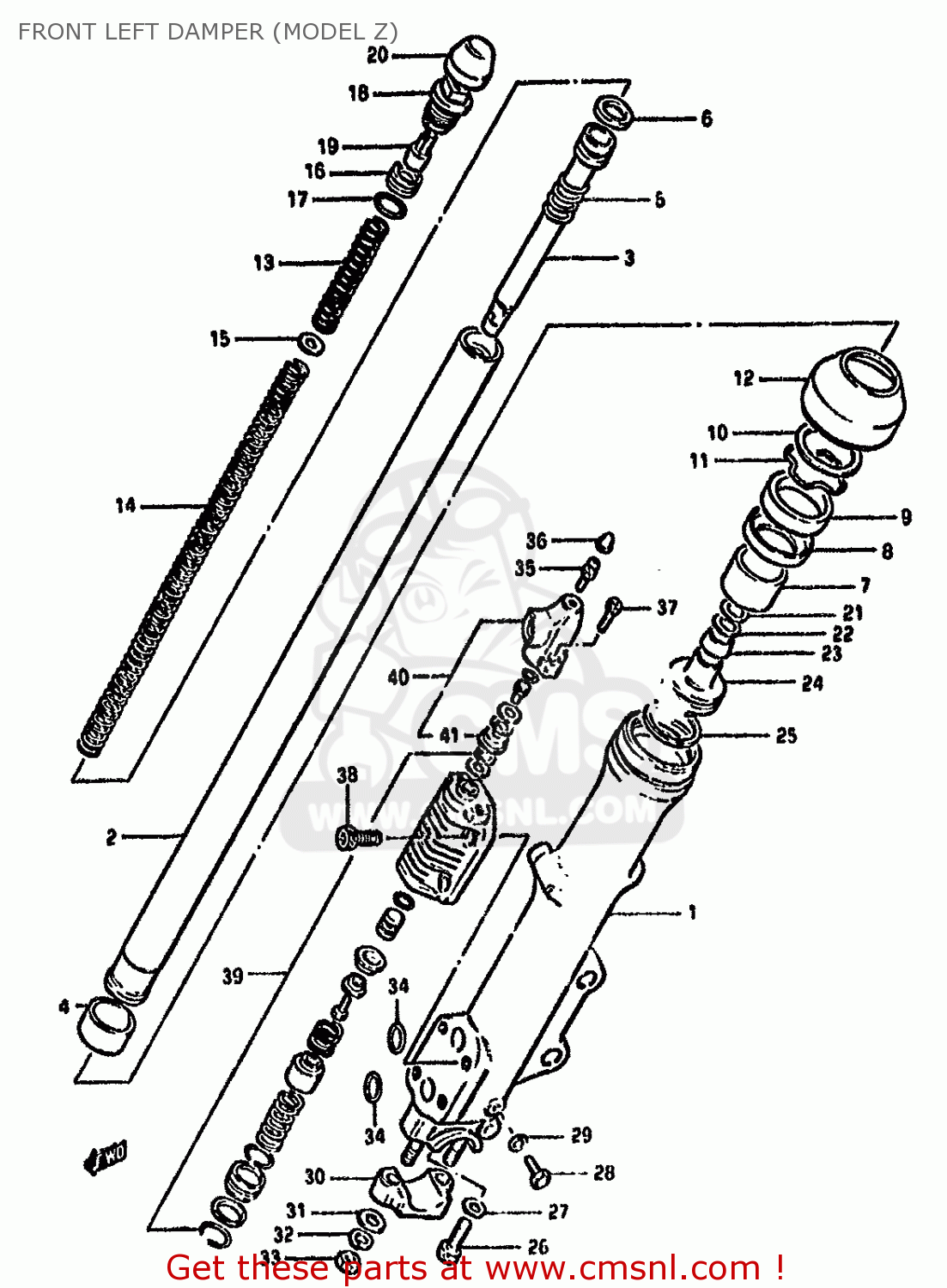 FRONT LEFT DAMPER (MODEL Z) GS550M 1982 (Z) (E02 E04 E06 E22 E24 E25 E34)