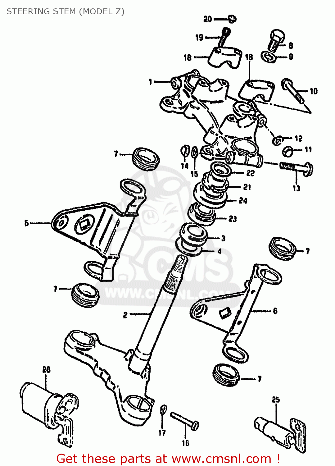 STEERING STEM (MODEL Z) GS550M 1982 (Z) (E02 E04 E06 E22 E24 E25 E34)