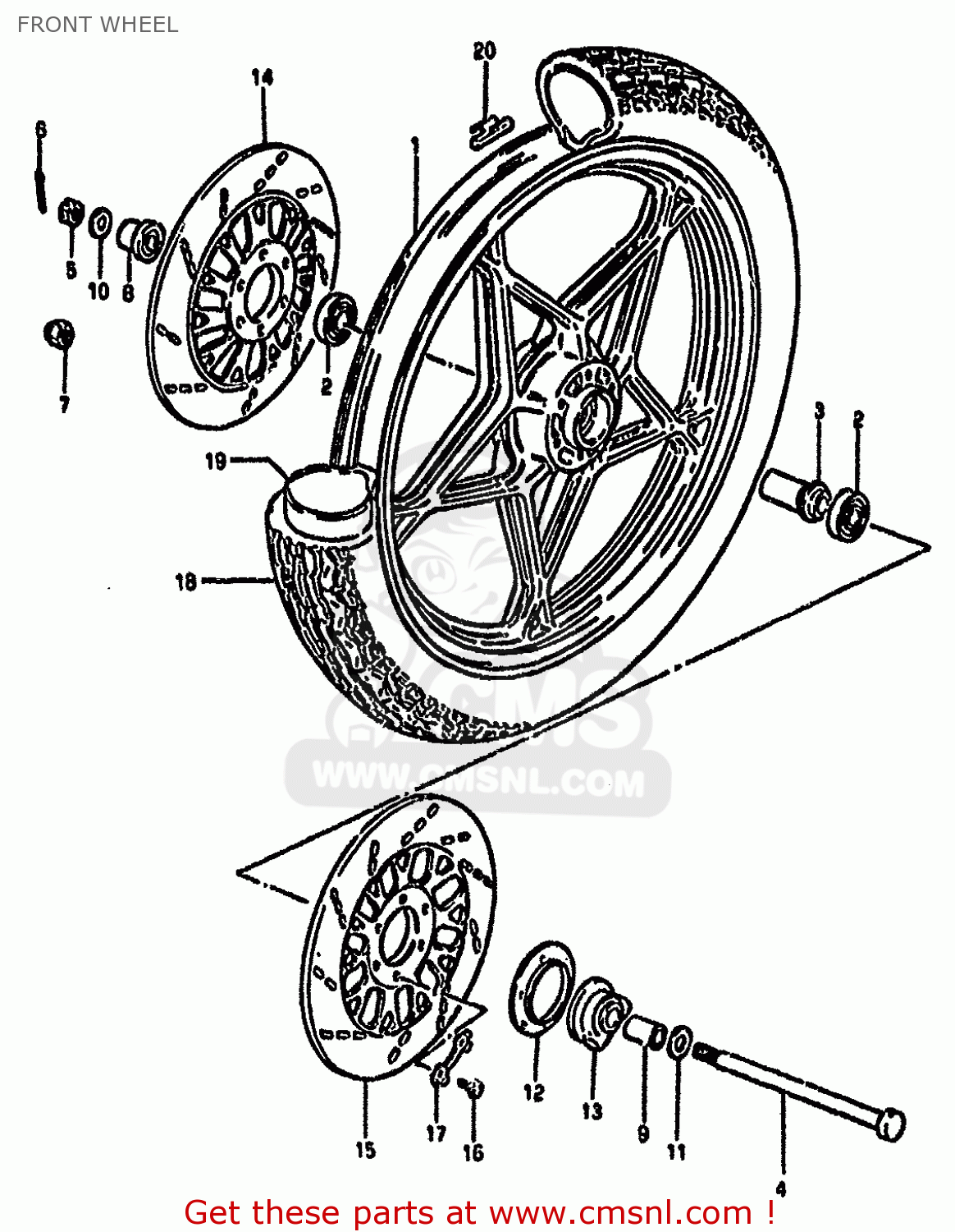 FRONT WHEEL GS550M 1982 (Z) (E02 E04 E06 E22 E24 E25 E34)