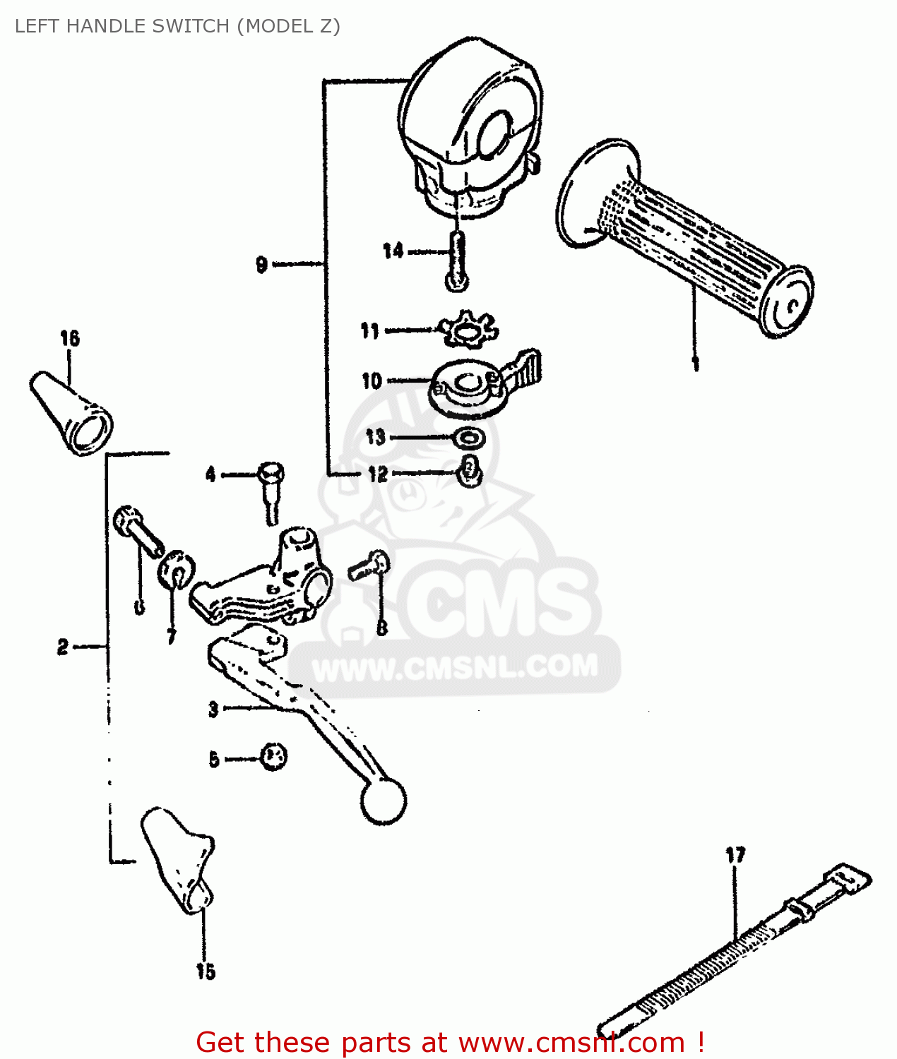 LEFT HANDLE SWITCH (MODEL Z) GS550M 1982 (Z) (E02 E04 E06 E22 E24 E25 E34)
