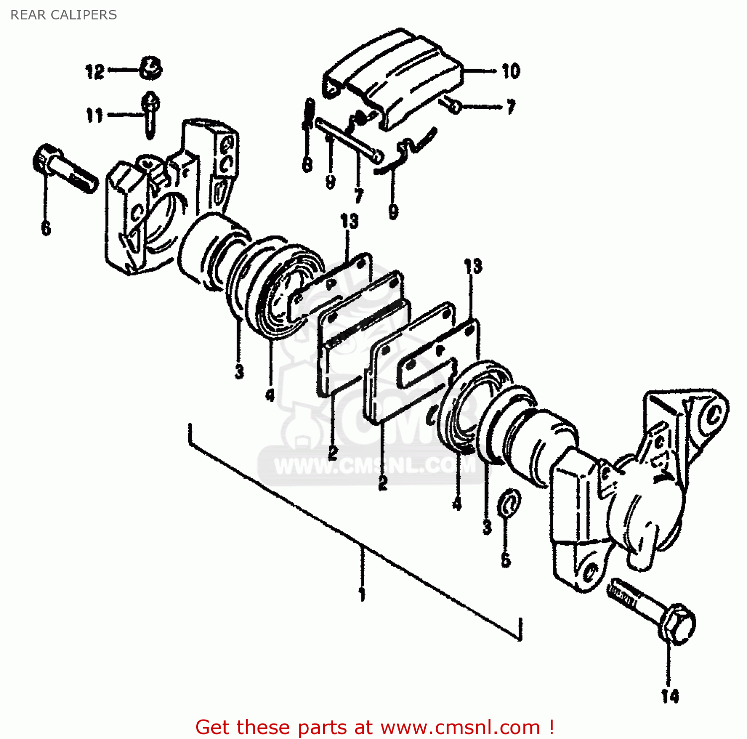 REAR CALIPERS GS550M 1982 (Z) (E02 E04 E06 E22 E24 E25 E34)