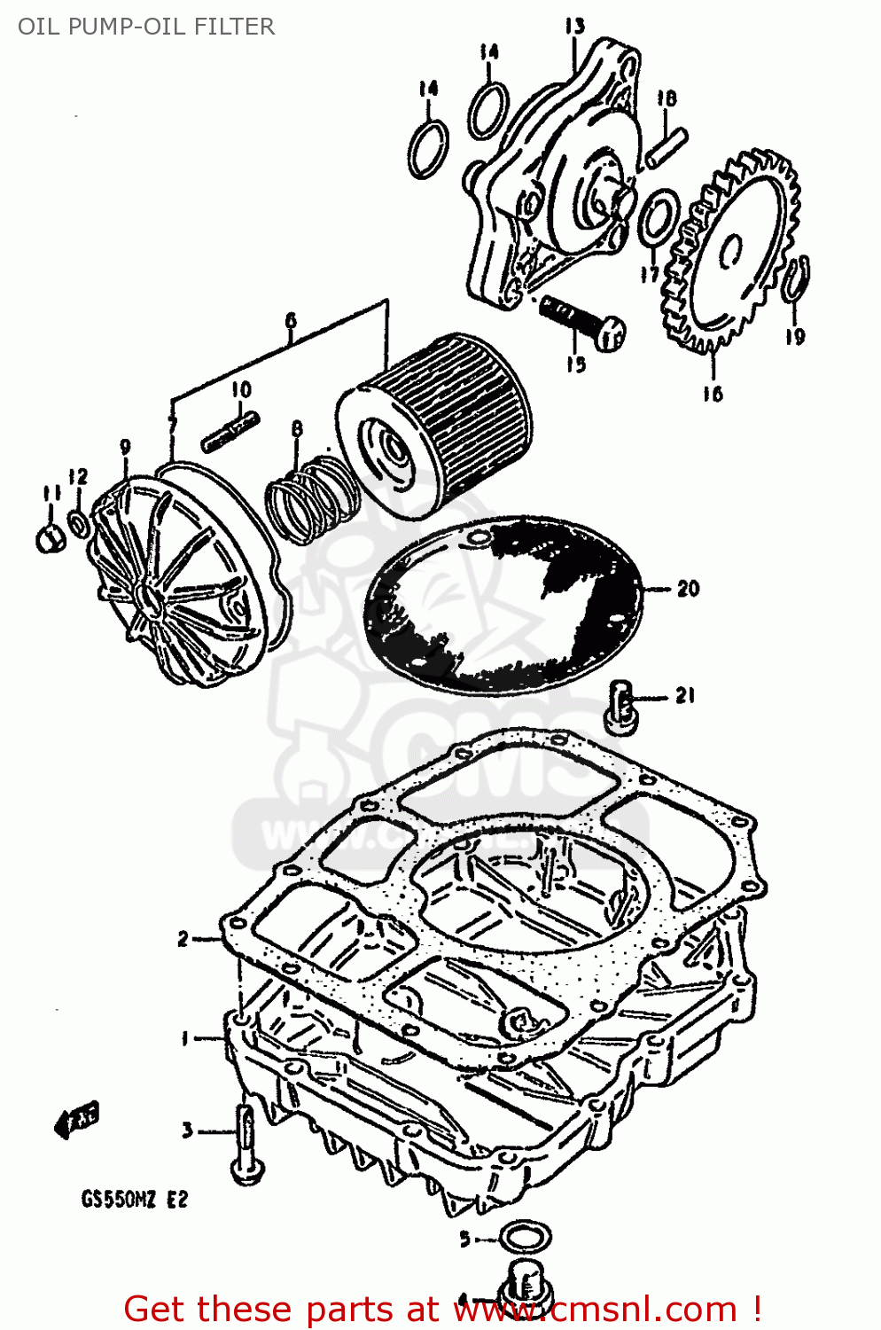 OIL PUMP-OIL FILTER GS550M 1982 (Z) (E02 E04 E06 E22 E24 E25 E34)
