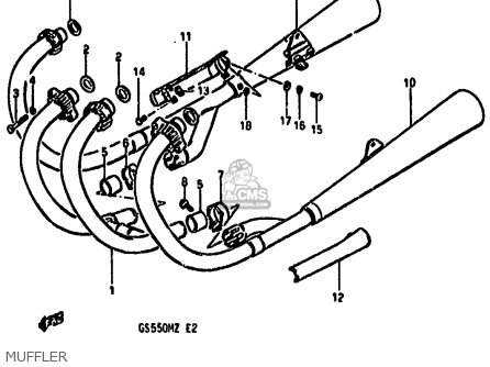 MUFFLER - GS550M 1982 (Z) (E02 E04 E06 E22 E24 E25 E34)