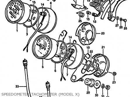 SPEEDOMETER-TACHOMETER (MODEL X) - GS550M 1982 (Z) (E02 E04 E06 E22 E24 E25 E34)