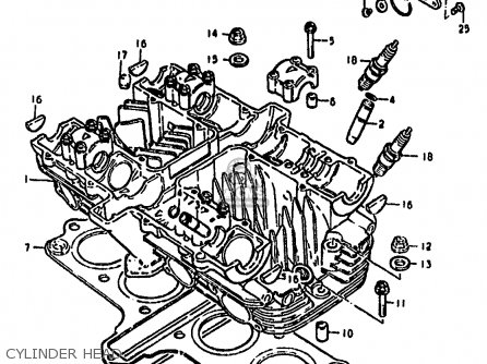 CYLINDER HEAD - GS550M 1982 (Z) (E02 E04 E06 E22 E24 E25 E34)