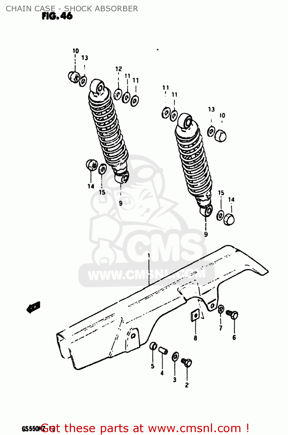 CHAIN CASE - SHOCK ABSORBER GS550M 1982 (Z) USA (E03)