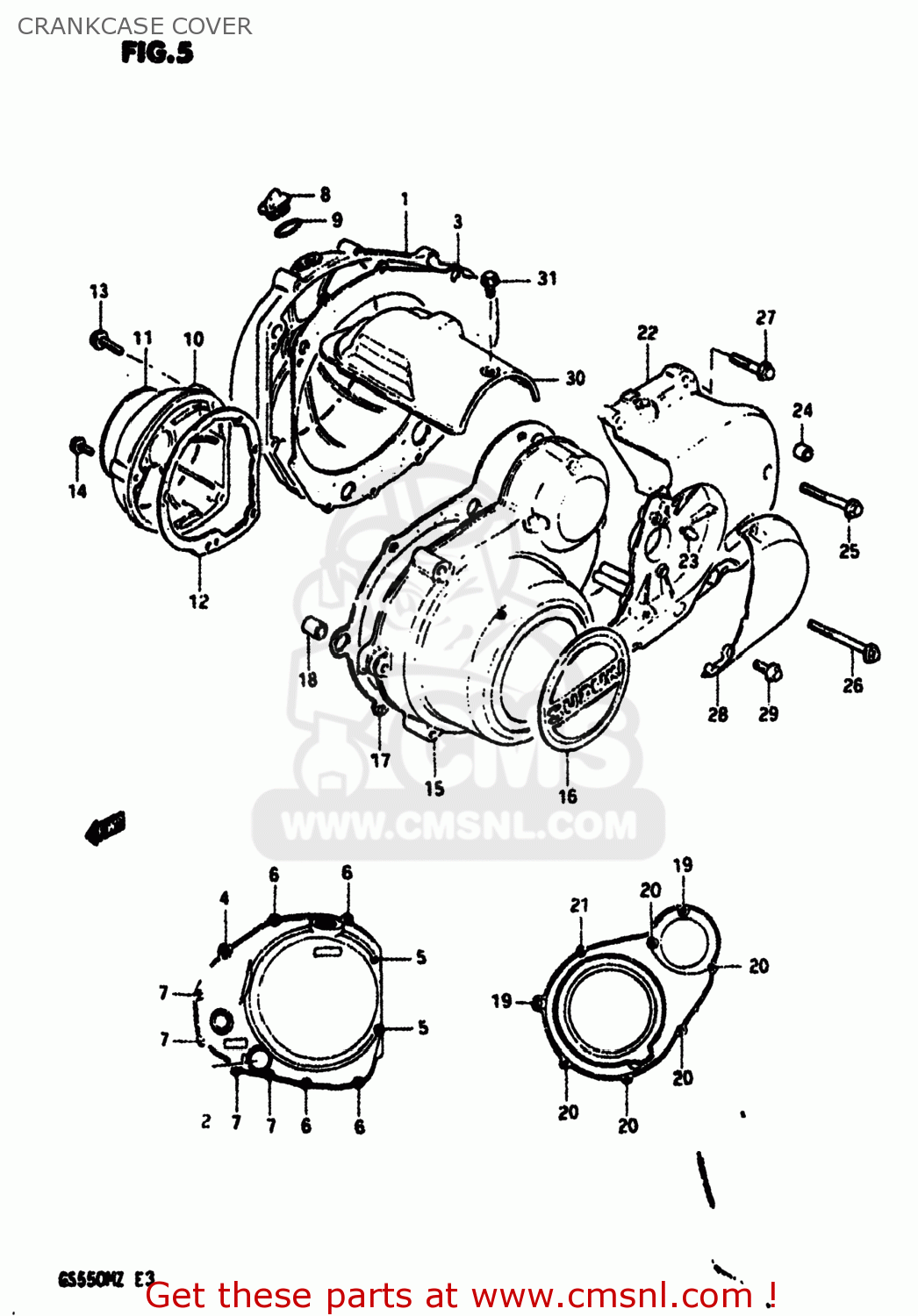 CRANKCASE COVER GS550M 1982 (Z) USA (E03)